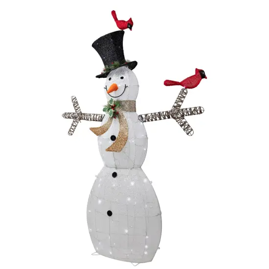 Northlight 72" LED Lighted Snowman with Top Hat Christmas Outdoor Decoration White {6}