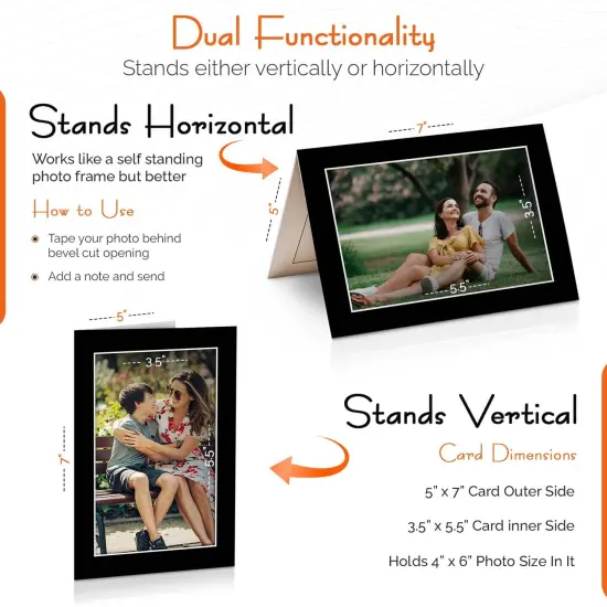 iFrame Self-Standing Greeting Card With Insert picture Frame | Genuine Matboard Cards And Envelopes | Hold 4 x 6 Inch Photo | Customizable For Holiday, Thank You Cards And Graduation Card (Pack Of 15) {6}