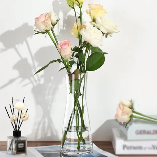 Flower Vase for Decor 10" Clear Glass Vase for Centerpieces Large Vases for Flowers Dried Flower Home Decor Living Room Kitchen Office Wedding(Clear) {2}