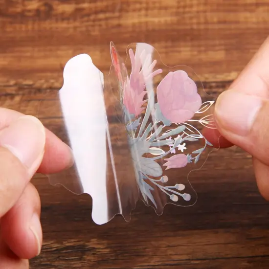 Gilding Flower Stickers (240 Pieces) - Glitter Watercolor Transparent Stickers for Card Making Scrapbooking Envelopes Wrapped Gifts Arts and Crafts Journaling {1}