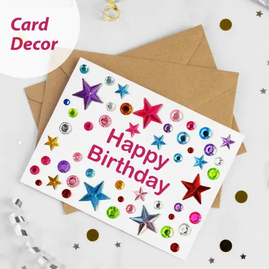 Wrapables 327pcs Acrylic Self Adhesive Crystal Rhinestone Gem Stickers, DIY, Arts & Crafts Supplies (3 sheets), Stars {4}