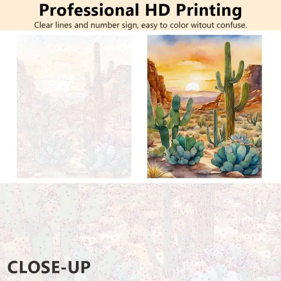 DIY Paint by Numbers Flowers, Desert Adults' Paint-by-Number Kits on Canvas, Saguaro Cactus Paint by Numbers Kit for Adults and Beginner {4}