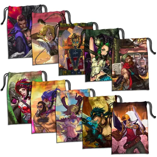 Middara: Adventurer Tuck Bags - 10pc - Drawstring Storage Bags, Character Artwork, Separate Cards & Accessories Between Game Sessions, RPG Accessories {5}