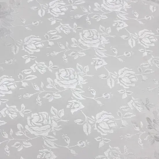 1 Yard white Jacquard Satin Reversible Fabric for Wedding Tablecloths Drapery Garments Crafts 58/60 Inches Width {3}