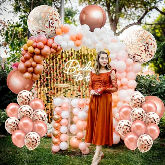 Huge Rose Gold Balloons With Confetti - 36 Inch, Pack of 21 | Rose Gold Confetti Balloons for Rose Gold Party Decorations | Rose Gold Birthday Balloons for Rose Gold Birthday Decorations {2}