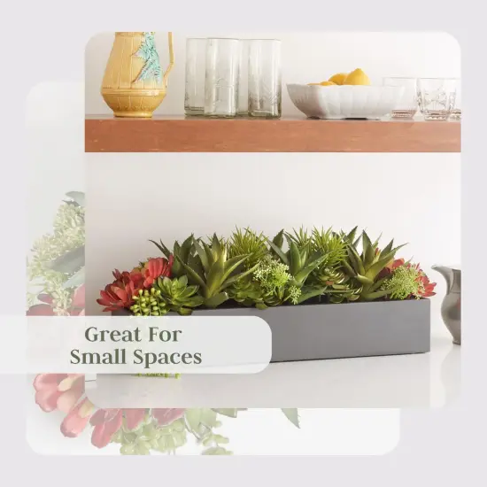 Faux Succulent Arrangement, Premium Artificial Indoor Plant Enhances Interior Design, Display on any Surface in Your Home Adding an Inviting Touch of Nature, Grey Planter Pot Included {5}