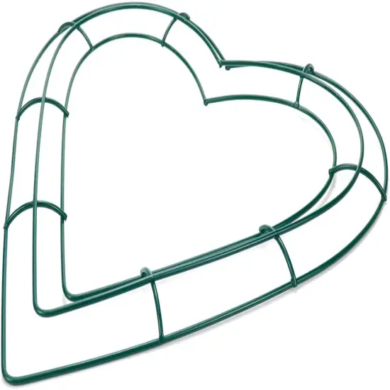 Wire Wreath Frame DIY Heart Shaped Wreath Form Iron Art Flower Wreath Rings 25mm,Green,4PCS {3}