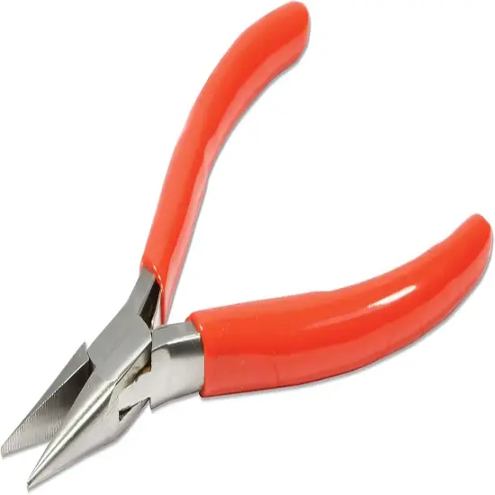 The Beadsmith Slim Line Chain Nose Pliers, with Polished Steel Head, red PVC Comfort Grip Handle with Double-Leaf Spring, Tool for Jewelry Making {2}