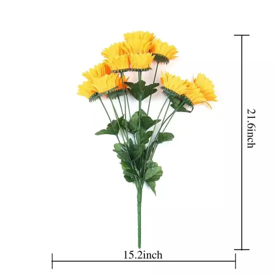 70 pcs Yellow 21" Tall Artificial Silk Sunflowers - 5 Bushes Wedding Decorations {2}