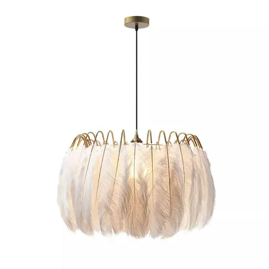 Modern White Feather Ceiling Light Pendant Lamp Chandelier Home Bed Room Decor {1}