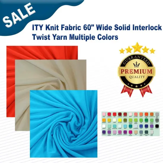 ITY Knit Fabric 60" Wide Solid Interlock Twist Yarn Multiple Colors {2}
