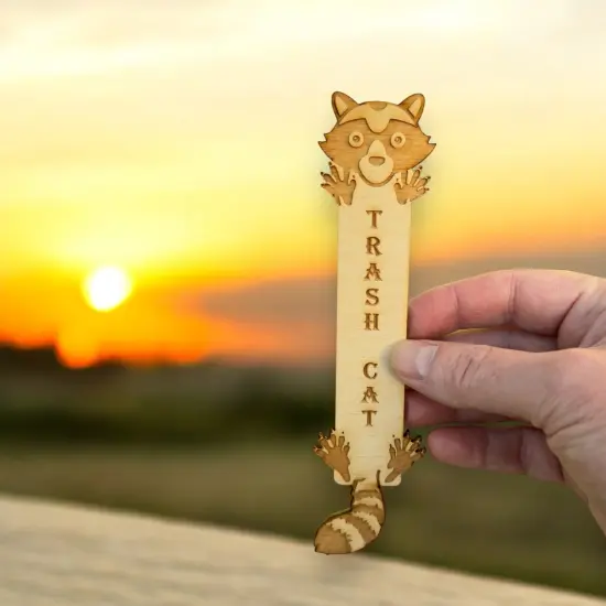 Bookmark - Trash Cat - Birch Wood {5}