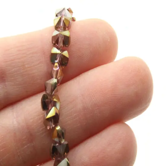 98 6mm Purple Faceted Oval Diamond Glass Beads {6}