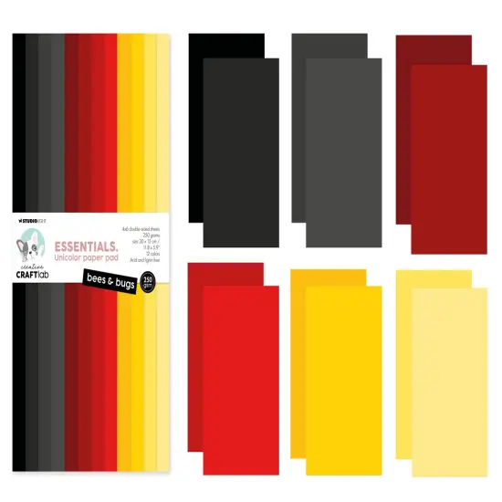 Creative Craftlab Essentials Unicolor Paper Pad 11.8"X5.9"-Bees & Bugs {4}