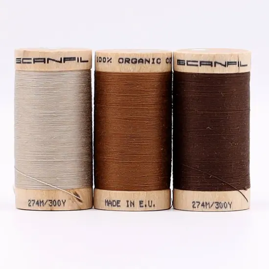 30wt Organic Pima Cotton Thread Trio Set 3ct Earthy Browns 300 Yards Spools {4}