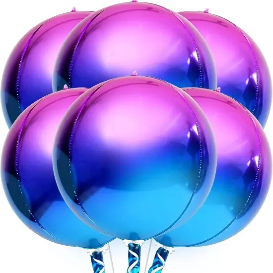 Purple Galaxy Balloons - 22 Inch, Pack of 6 | Iridescent Balloons, Round 4D Metallic Balloons for Galaxy Birthday Party Decorations {1}