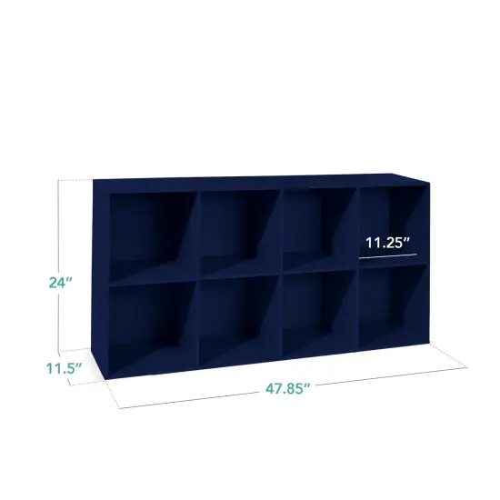 Best Choice Products 8-Cube Bookshelf, 11in Display Storage System, Organizer w/ Removable Back Panels Navy {2}