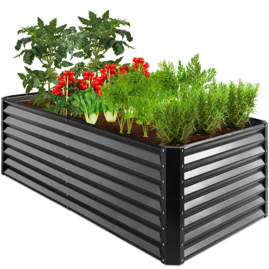 Best Choice Products 6x3x2ft Outdoor Metal Raised Garden Bed, Planter Box for Vegetables, Flowers, Herbs Royal Red {7}