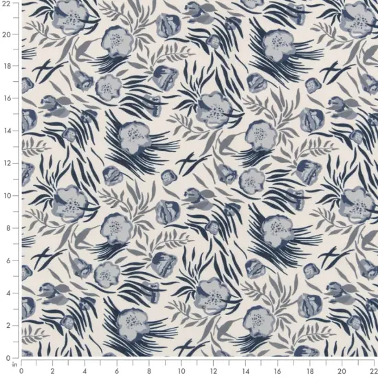 Midnight - Blue Floral Upholstery Fabric 54 Inches" {4}