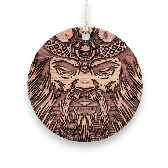Viking Warrior - Raw Cedar Ornament 3x3in {2}