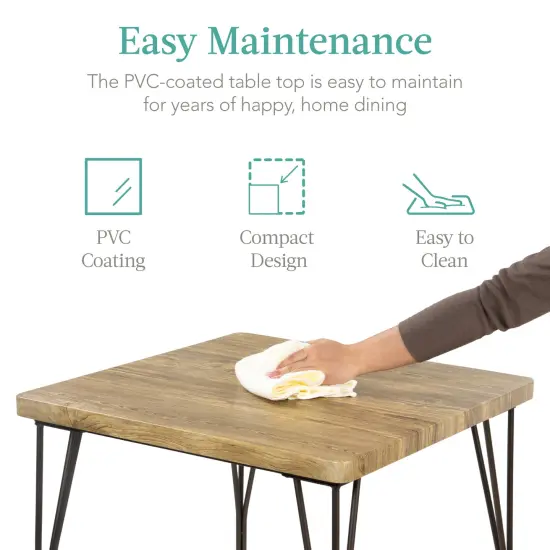 Best Choice Products 3-Piece Indoor Metal Wood Square Dining Table, Furniture Set w/ 2 Chairs Brown {5}