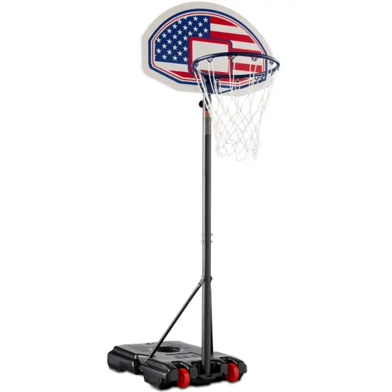 Best Choice Products Kids Height-Adjustable Basketball Hoop, Portable Backboard System w/ 2 Wheels American Flag {1}