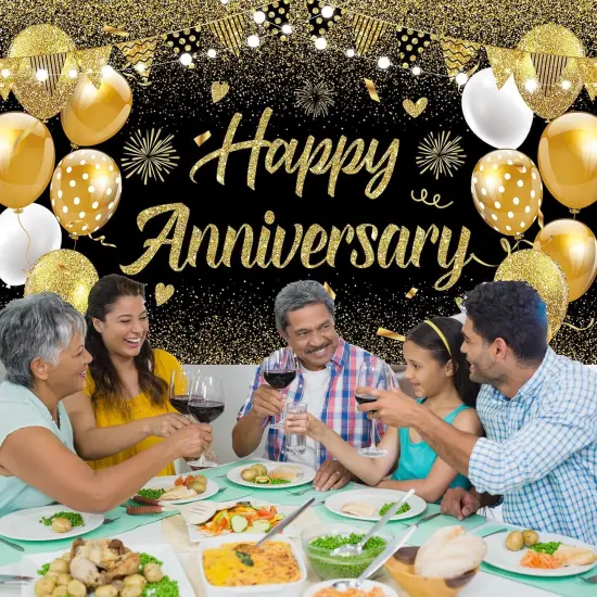 Black Gold Happy Wedding Anniversary Banner {4}