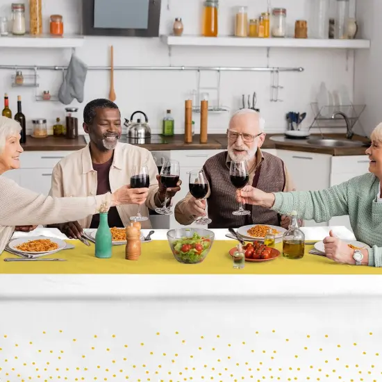 8Pack Disposable Plastic Tablecloths and Satin Table Runner Set {5}