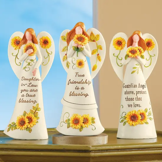 Collections Etc Hand-Painted Inspirational Sunflower Decorative Angel {4}