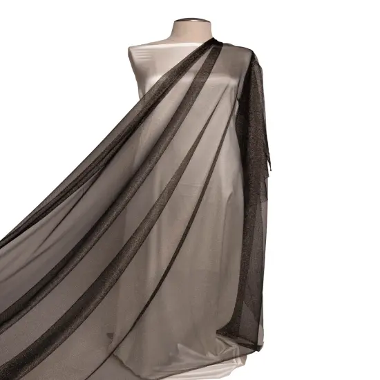 1 Yard Nylon MX Tulle Lace Fabric, 58/60&Prime; Wide Navy Silver {7}