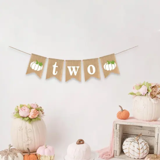 Two Pumpkin Banner 2nd Birthday Party Decoration Little Pumpkin {3}