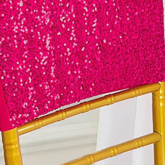 1 Piece Fuchsia Sequin Spandex Chair Cap 13.5 inch by 10 inch Wedding Party Decor {5}