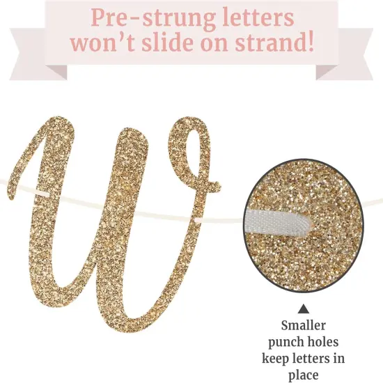 8 ft Strand -Pre-strung We Still Do Banner - No DIY - Gold Glitter Anniversary Banner {4}