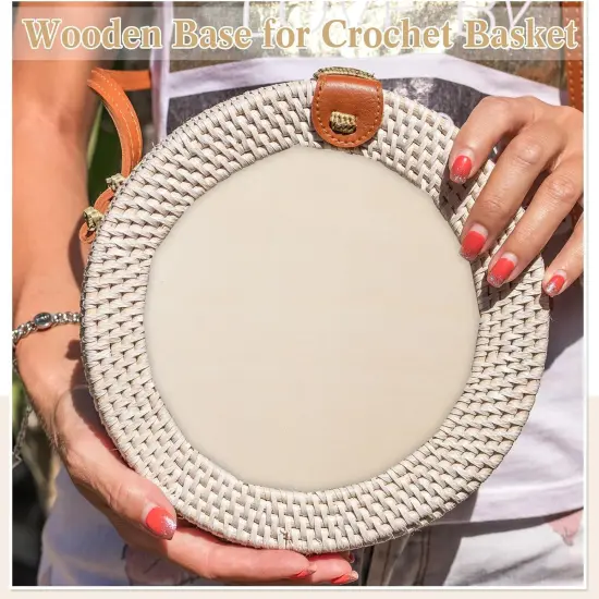 2 Pcs Wooden Basket Bottom Crochet Basket {4}