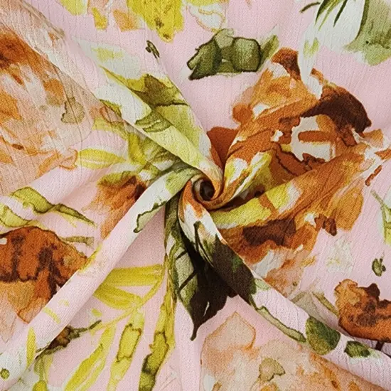 1 Yard Pink Salt Rayon Crepon Fabric Lightweight Woven Crinkle Material for Dresses Tops 50/52" Wide {1}