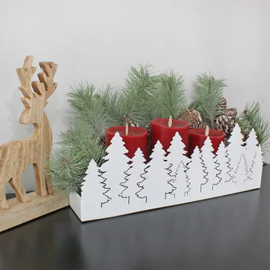 Christmas Tree Galvanized White Metal Tray 16x4x6in Farmhouse Decor {3}