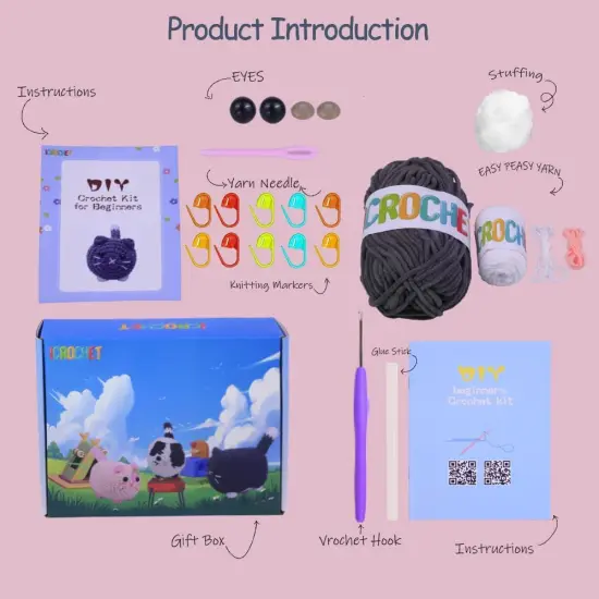 Crochet Starter Kit - (Grey Cat) {2}