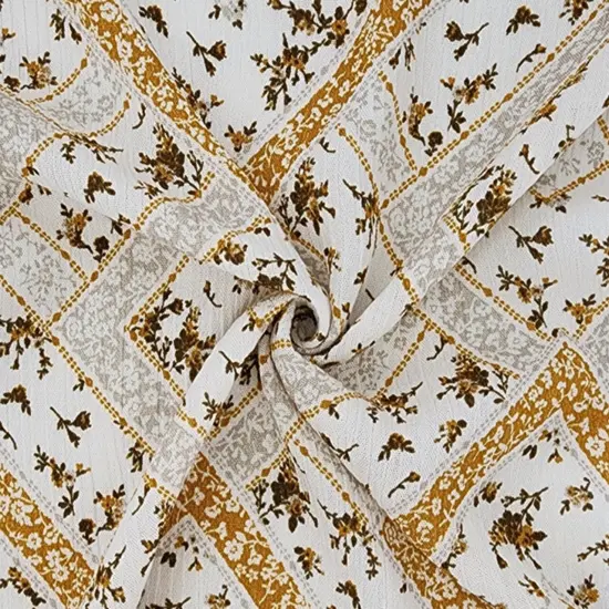 1 Yard Honey Gold Rayon Crinkle Fabric Lightweight Soft Draping Apparel Fabric 50/52 Inch Width {1}