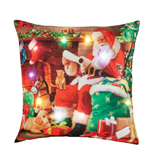 Collections Etc Santa's Wish List LED Lighted Accent Pillow {2}