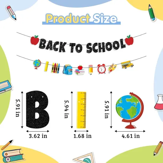 Back to School Banner Black Glitter {2}