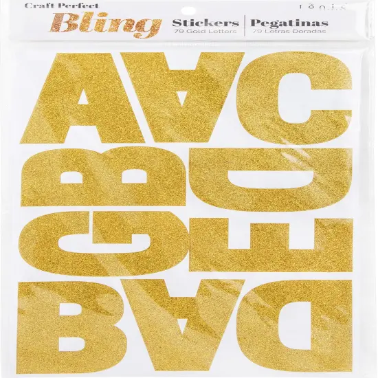 Craft Perfect Glitter Alphabet Sticker Sheet 2IN-Gold {1}