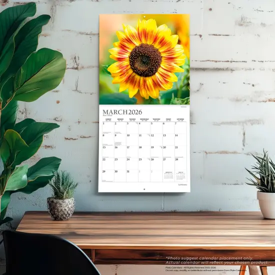 Sunflowers | 2026 12 x 24 Inch (Hanging) Monthly Square Wall Calendar | Foil Stamped Cover {5}