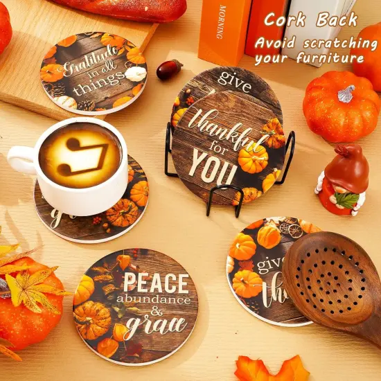 6 Pack Fall Pumpkin Thank Coaster {3}