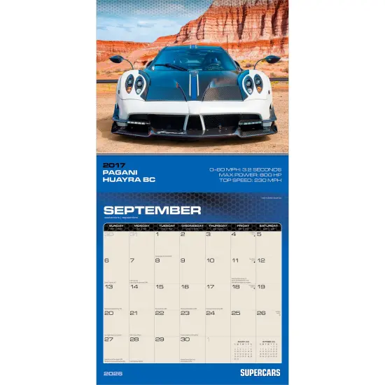Supercars | 2026 12 x 24 Inch (Hanging) Monthly Square Wall Calendar | Foil Stamped Cover {4}