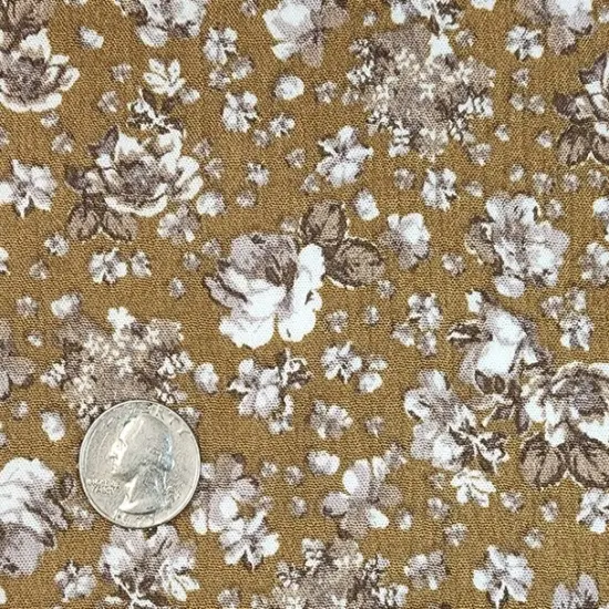 1 Yard Mustard Rayon Crinkle Crepon Fabric 50/52" Wide Lightweight 100% Rayon {3}