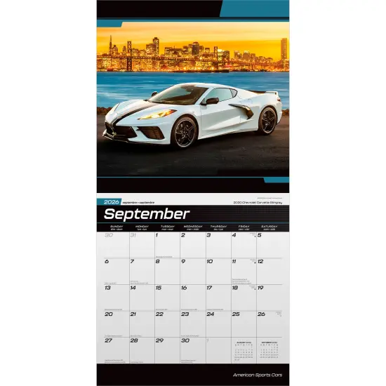 American Sports Cars OFFICIAL | 2026 12 x 24 Inch (Hanging) Monthly Square Wall Calendar | Foil Stamped Cover {4}