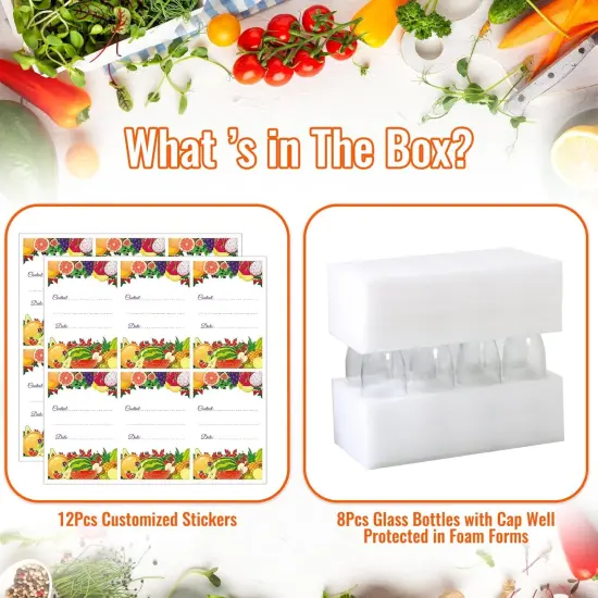 Set of 8 16oz Glass Water Bottles with Lids {5}