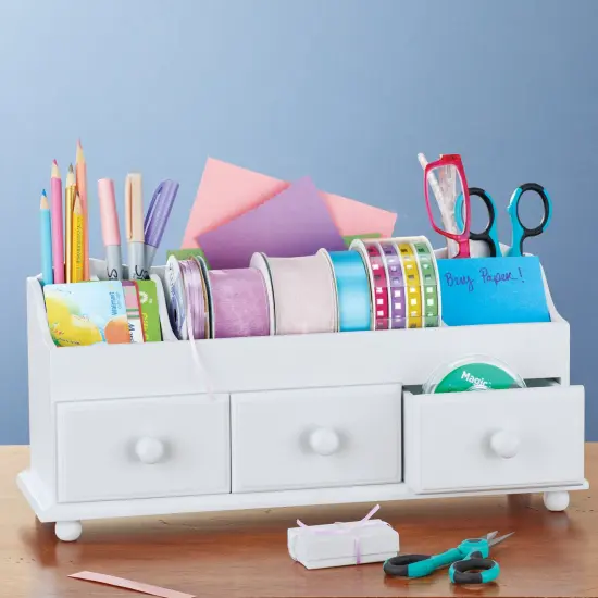 Collections Etc 3 Drawer Desk Organizer with Large Center Compartment {1}