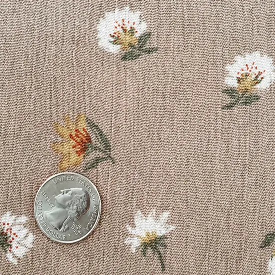1 Yard Taupe Olive Rayon Crepon Fabric 50/52" Lightweight Woven Crinkle Material for Stylish Apparel {2}