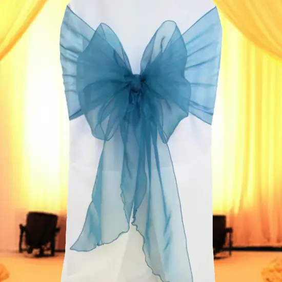 10 Pieces Peacock Organza Chair Bands, 12"x116" Stylish Angled End Decor {2}